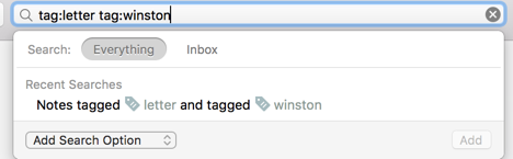 Screenshot of tag search in Evernote